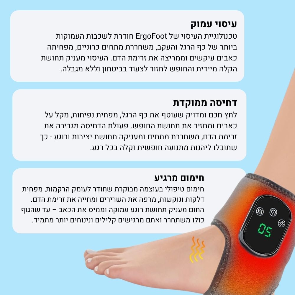 ErgoFoot™ - מכשיר עיסוי לימפתי חכם 3 ב־1